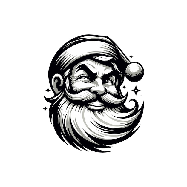 Vector santa clauss face with a wink and a playful smile