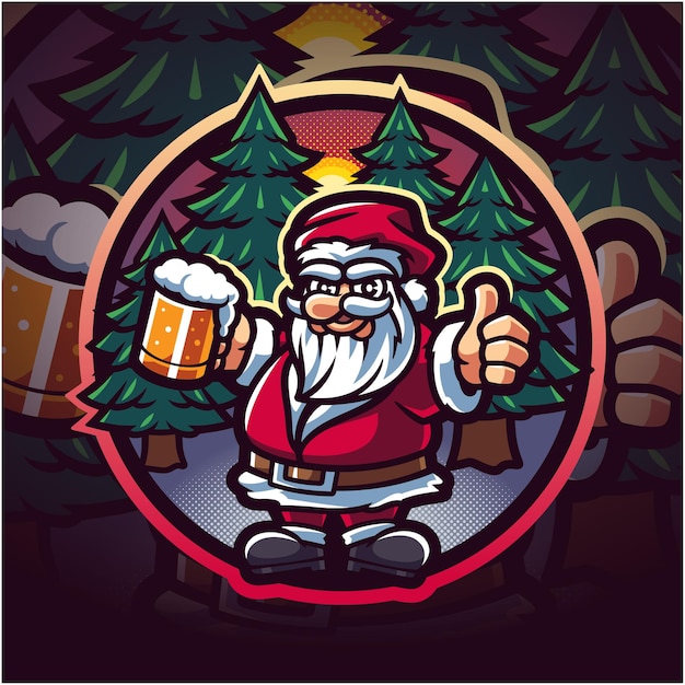 Santa esport mascot logo