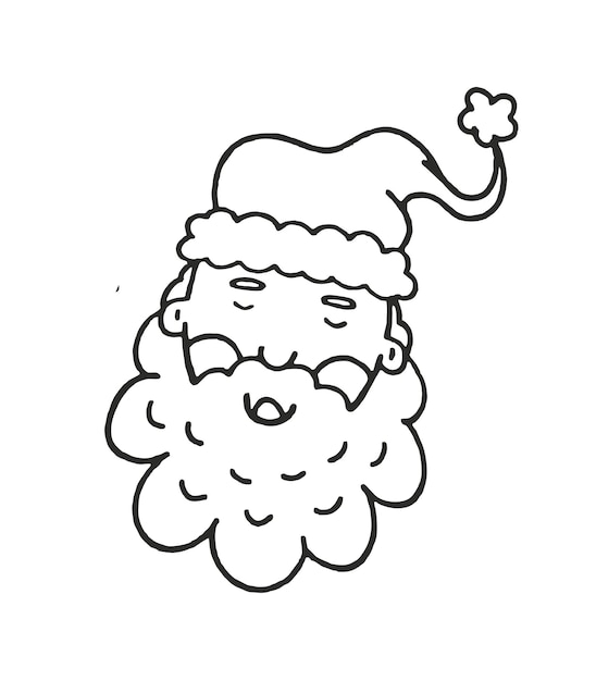 Santa Face Vector Illustration Doodle Isolated on White Background Christmas