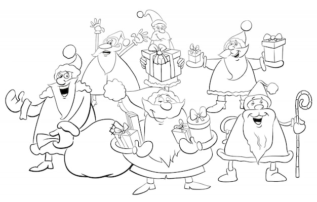 santa group coloring page