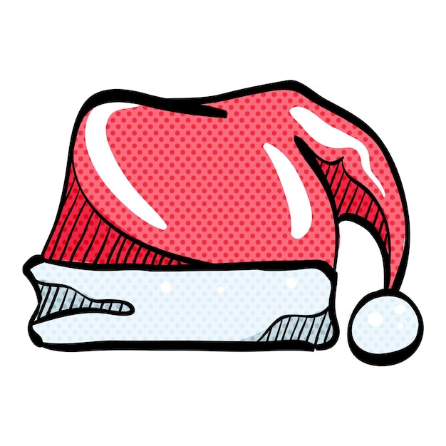 Vector santa hat halftone icon hand drawn color vector illustration