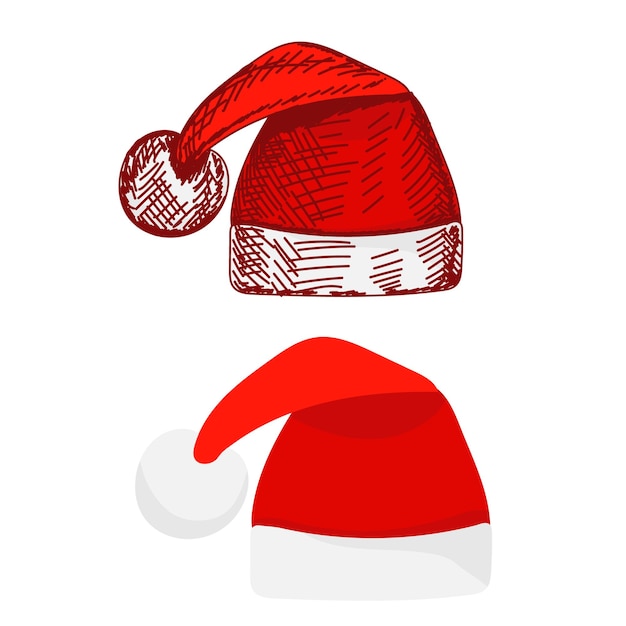 Santa hat red sketch hand drawn