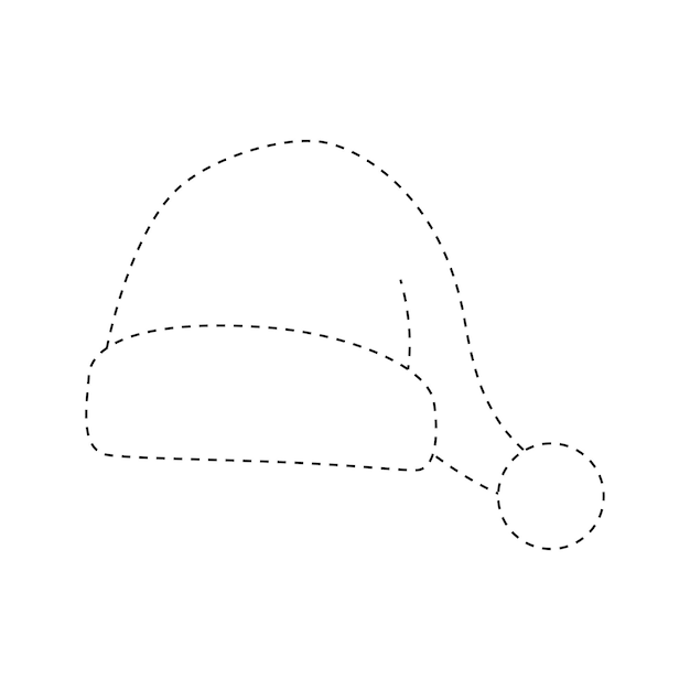 Santa Hat tracing worksheet for kids