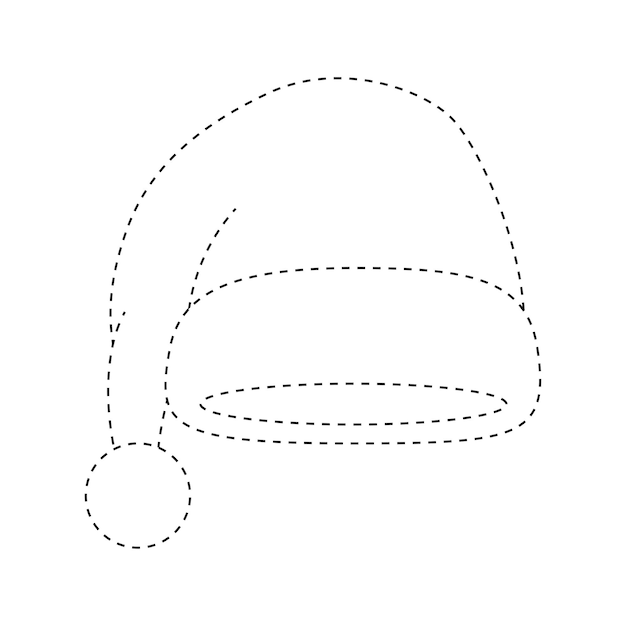 Santa Hat tracing worksheet for kids