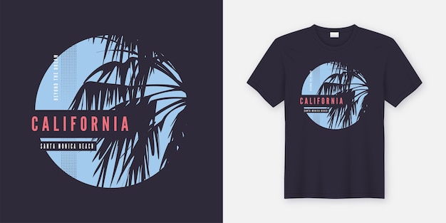 Santa Monica Beach t-shirt and apparel trendy design with palm trees