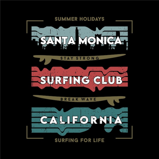 santa monica surfing club graphic vector print