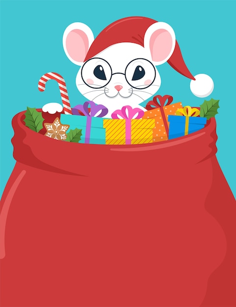 Santa Mouse, Chinese New Year and Merry Christmas concept design