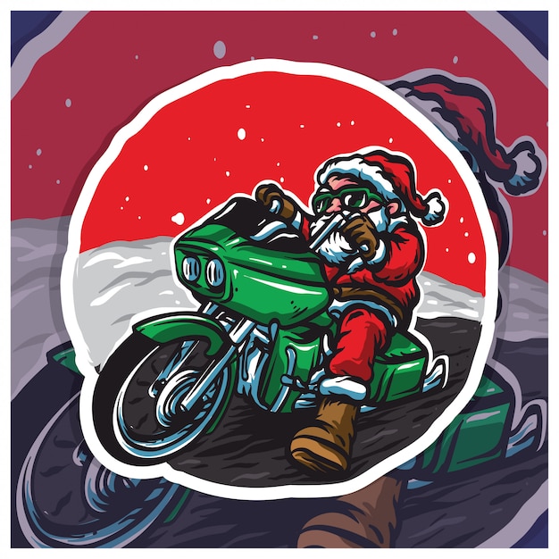 santa ride a badger harley bike