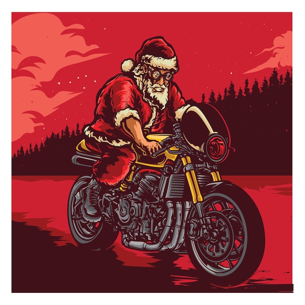 Santa riding bike