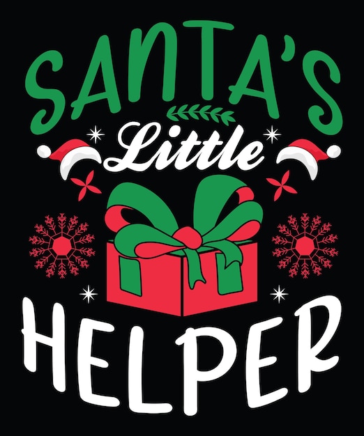 Santa's Little Helper Typography T-Shirt Design