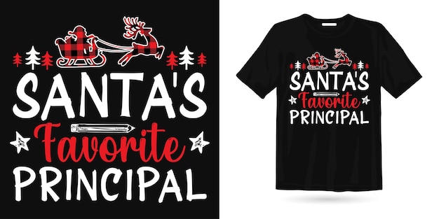 Santa's little principle Christmas t t shirt design for Christmas season, Christmas elements