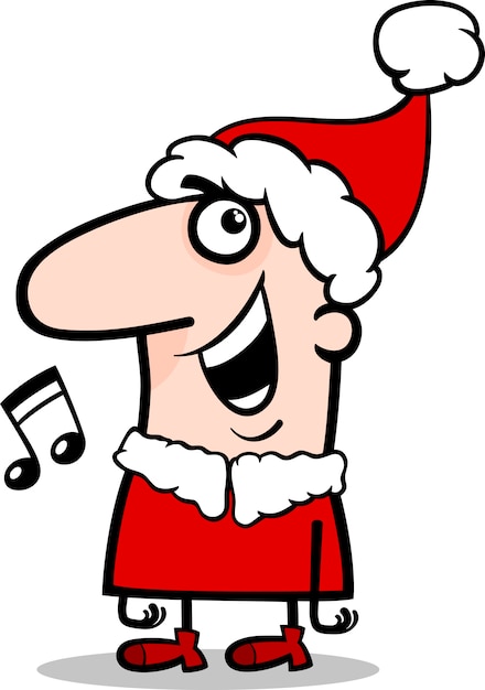 santa singing carol cartoon illustration