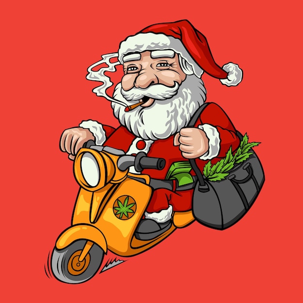 santa smoking marijuana christmas vespa