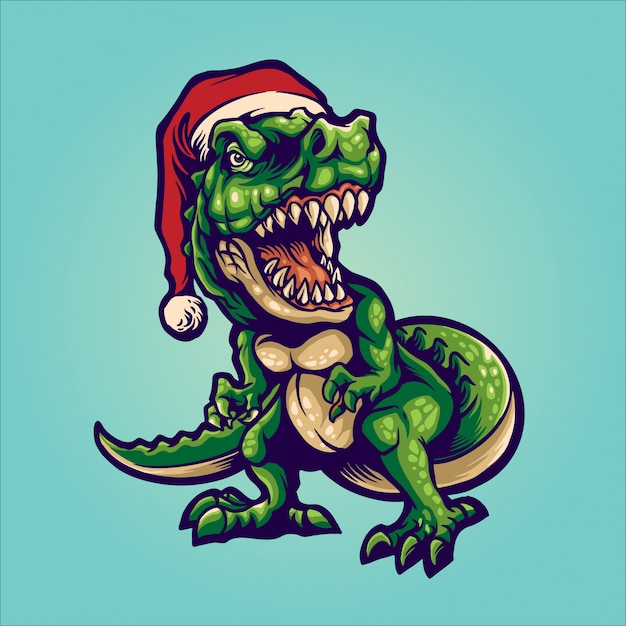 santa t-rex illustration