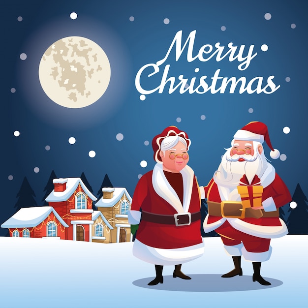 Santa and wife cartoon icon