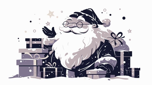 Vector santa wishing merry christmas 2d illustration