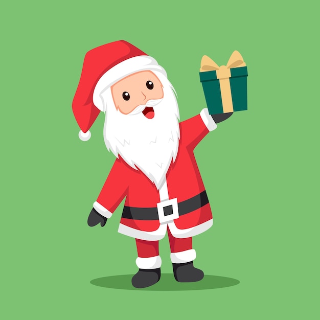 Santa with Christmas Gift Character Design Illustration