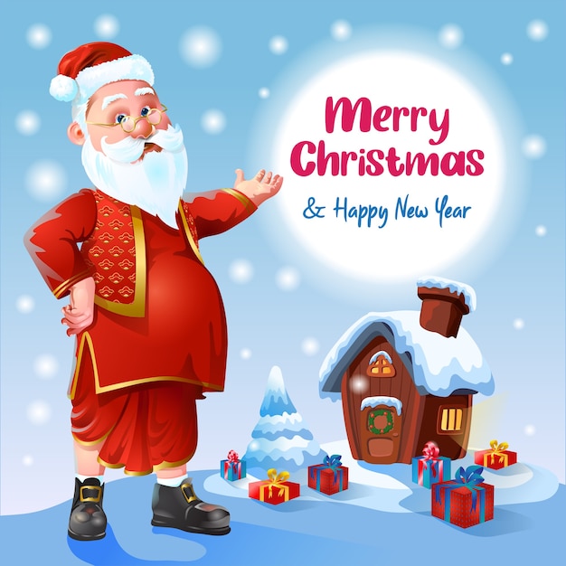 Santa with Indian tradition dress wishing for Christmas