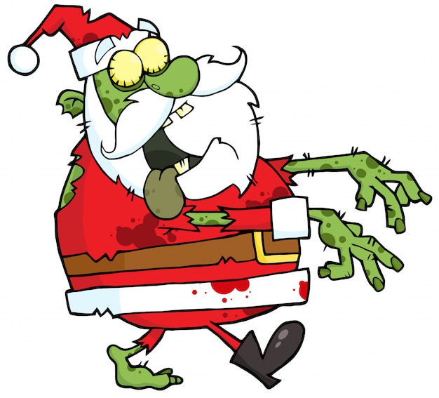 Vector santa zombie walking with hands in front