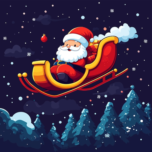 Vector santas sleigh in sky vector