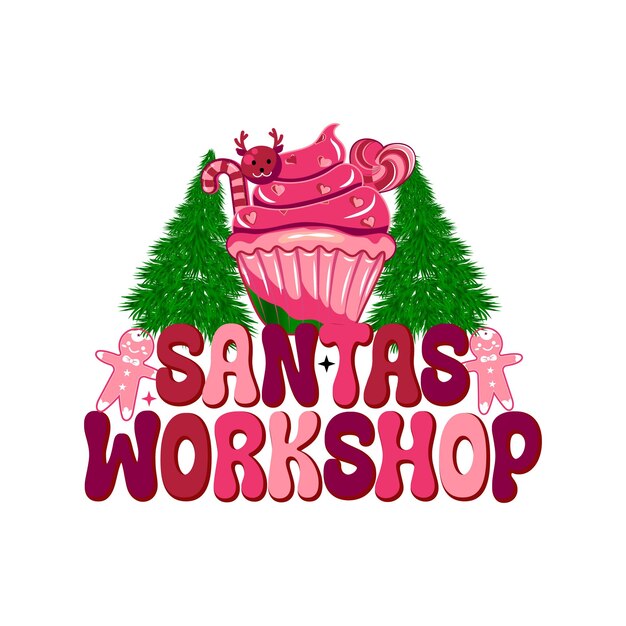 Vector santas workshop christmas retro svg design file and digital download