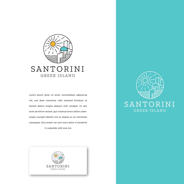 Santorini greek island logo icon design template