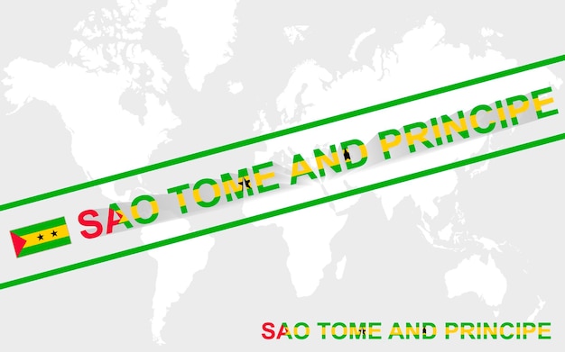 Sao Tome and Principe map flag and text illustration