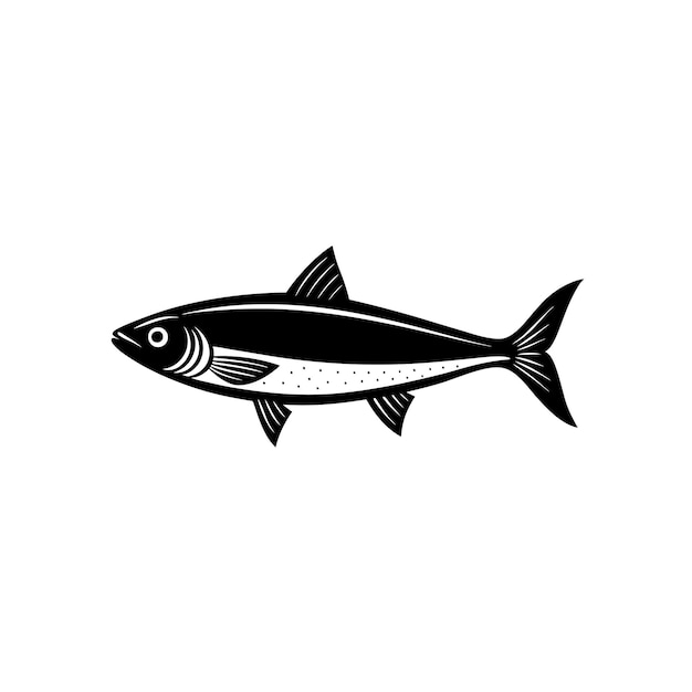 Sardine silhouette on white background