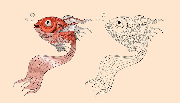 Sartoon red fish vector illustration