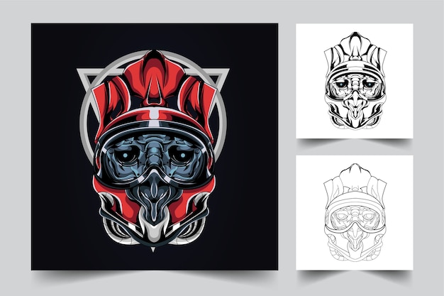 satan helm mascot logo design with modern illustration concept style for budge, emblem  