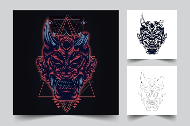 satan mask mascot logo