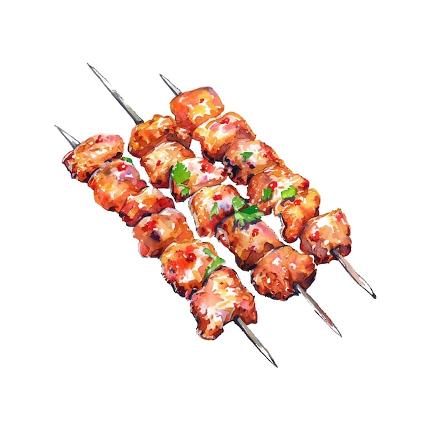 Vector satay vector illustration in watercolor style