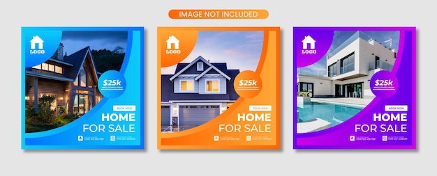 Sate of editable Real Estate Social Media Post Template Use for Real Estate or Home Sale