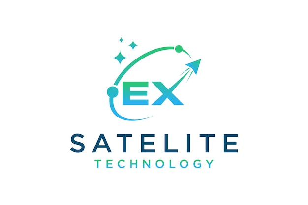 Satellite telecommunications technology logo design future space company