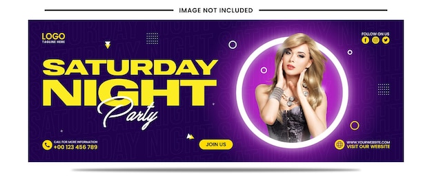 Saturday Night Party social media banner template design