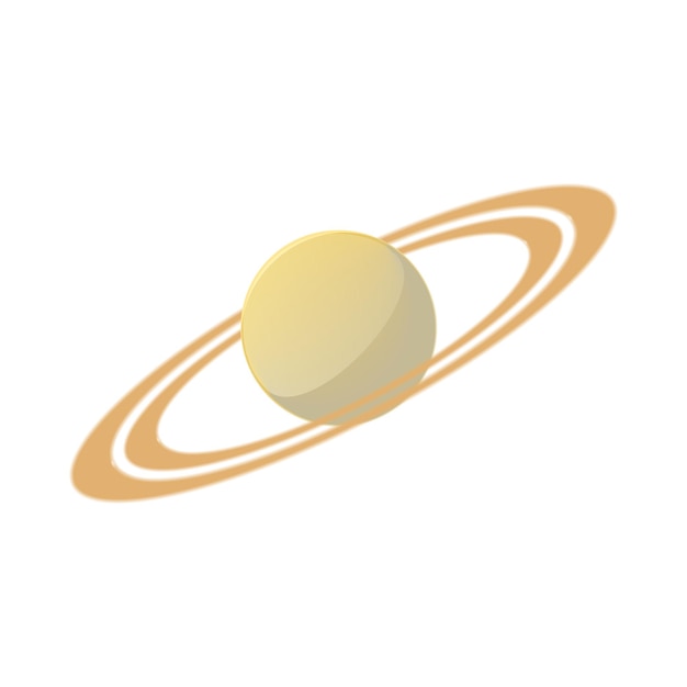 Saturn planet icon in cartoon style on a white background