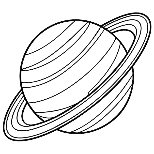 Saturn Planet outline illustration digital coloring book page line art drawing