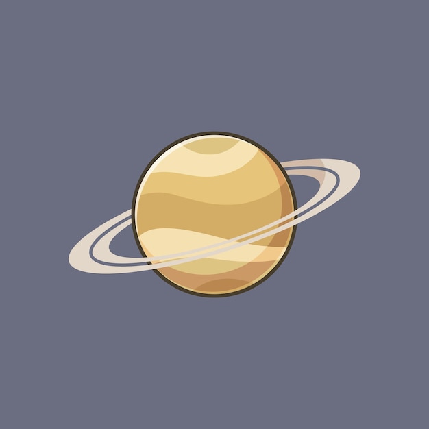 Saturn planet space icon cartoon illustration