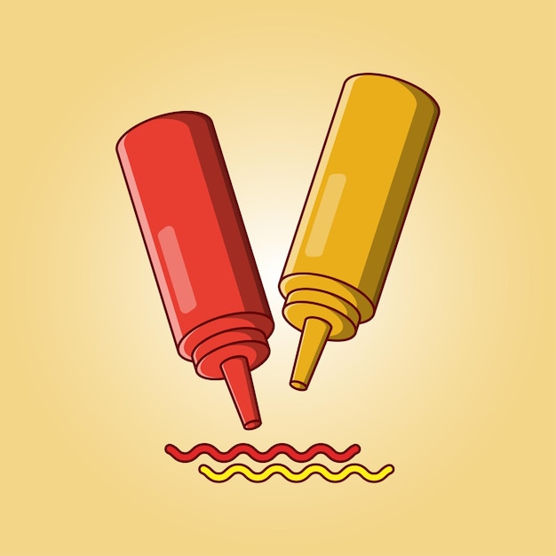 sauce and ketchup bottle illustration