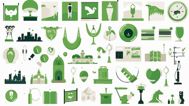 Saudi Arabia Flags and Banners Symbols Flat Design