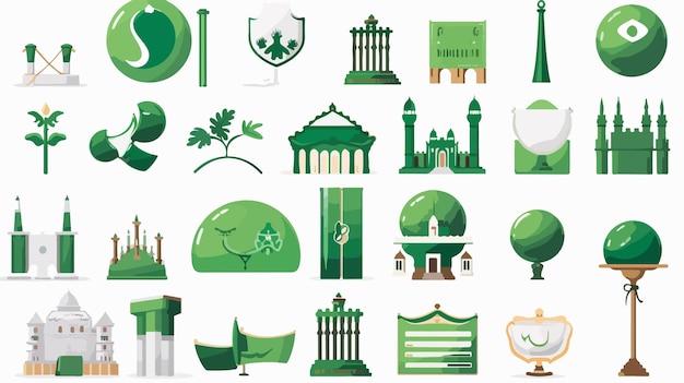 Saudi Arabia Flags and Banners Symbols Flat Design