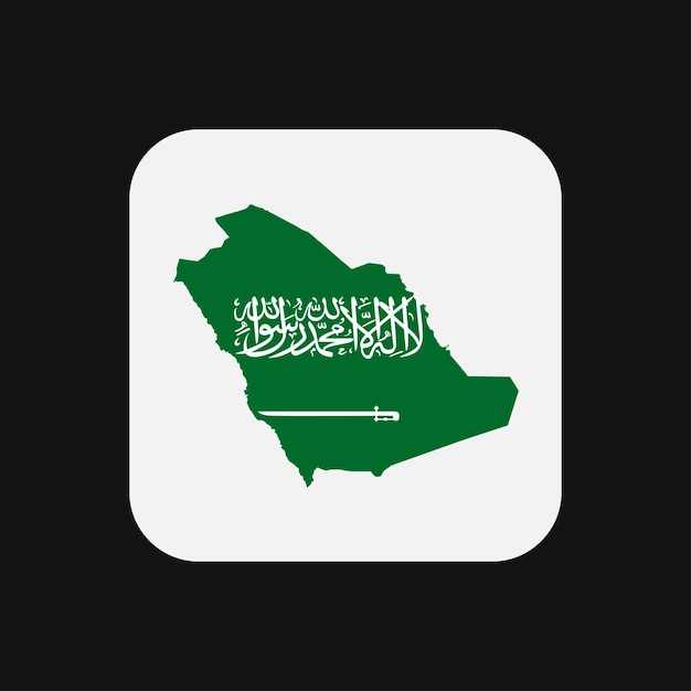 Saudi Arabia map silhouette with flag on white background