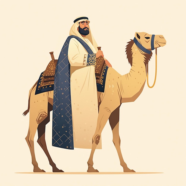 Saudi Arabian Man in Traditional Camel Riders Gear