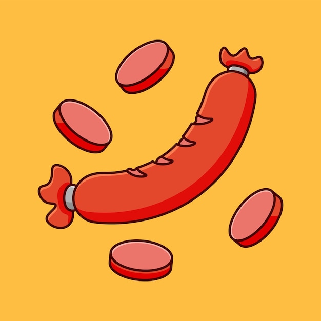 Sausage cartoon vector flat design illustration