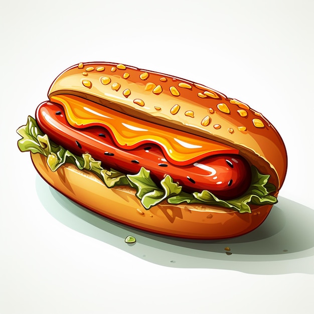 sausage vector hotdog food illustration bread design fast hot sandwich american dog bun