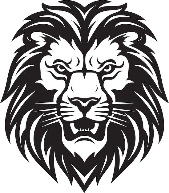 Savage Authority Lion Emblem Logo Design Proud Power Black Lion Icon in Vector