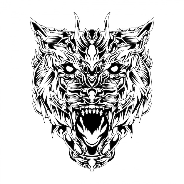 Savage wolf warrior illustration