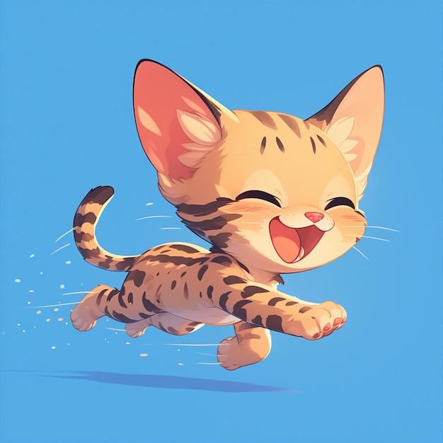 Savannah Cat Running After a Toy