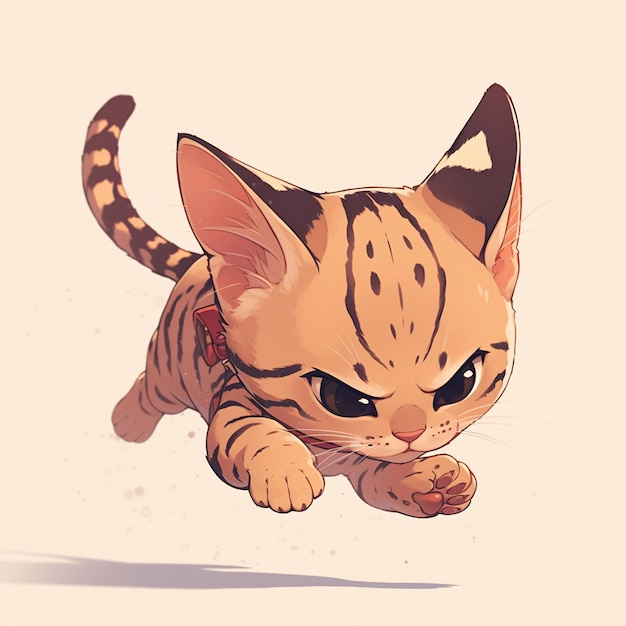 Savannah Cat Running After a Toy