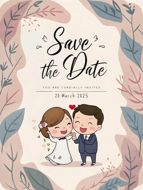 Save the date alluring and marvelous minimalist theme wedding invitation vector illustration